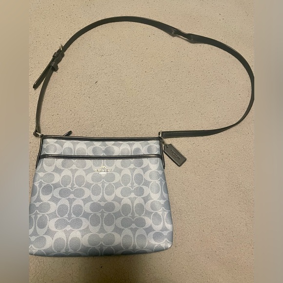 Coach Handbags - Coach Blue and Black Crossbody Bag with Signature Style